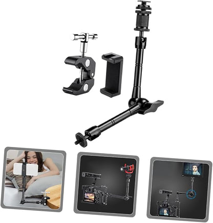 Adjustable Clip on Phone Holder Stand Rotatable Arm Mobile Phone Mount for Desk Car Bedroom Office Hands Free Viewing