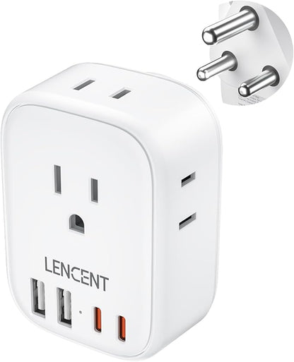 LENCENT South Africa Plug Adapter, Type M Adapter for South Africa | 4 American Outlets, 4 USB Ports(2 USB C), Type M Plug Converter for US to Bhutan Botswana Namibia Lesotho Nepal Sri Lanka