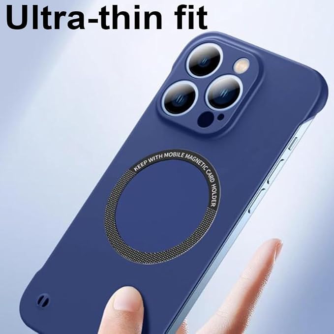 Ultra Thin Hard Pc Magnetic Frameless Case, Compatible with Magsafe and Wireless Charging, for iPhone 16/15/14/13/12/11ProMax (Orange,for iPhone 13Promax)
