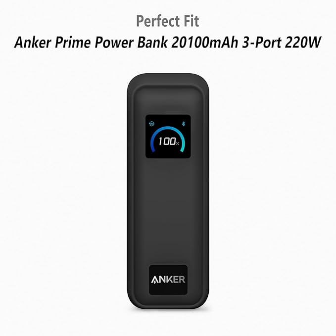 Geiomoo Soft Silicone Case for Anker Prime Power Bank 20100mAh Charger 220W, Flexible Scratch Resistant Cover with Lanyard (Black)