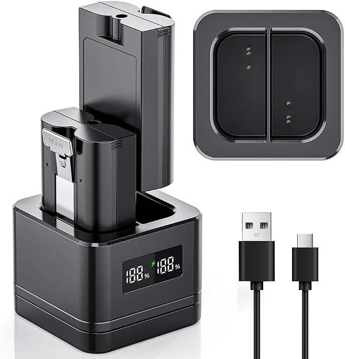 Upgraded,2Pack 3.65V 6040mAh Replacement Battery with Charger Station,LED Digital Display,for Ring Doorbell Camera 2/3/4,3Plus,Spotlight/Stick Up Cam and Others,