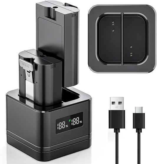 Upgraded,2Pack 3.65V 6040mAh Replacement Battery with Charger Station,LED Digital Display,for Ring Doorbell Camera 2/3/4,3Plus,Spotlight/Stick Up Cam and Others,