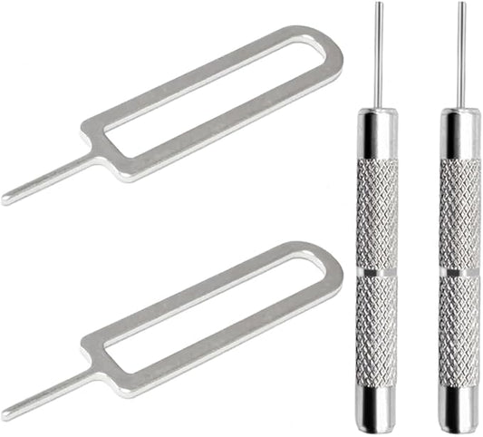 4 Pcs SIM Card Removal Openning Tool Tray Eject Pins Needle Opener Ejector Compatible with All iPhone Apple iPad HTC Samsung Galaxy Cell Phone Smartphone Watchchain Link Remover (Style D)