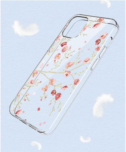 Cover for ZTE Blade A73 (6.52 inch) Case + Screen Protector，Tempered Glass 9H Hardness Protective Film and Soft Silicone Bumper Shell Transparent TPU Phone case -Peach Blossom