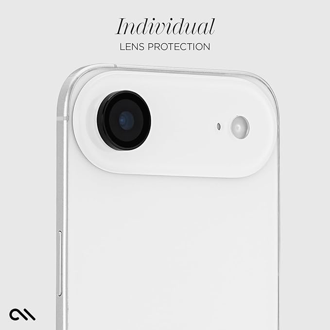 Case-Mate Camera Lens Protector with Aluminum Black Rings for iPhone Air - Double Tempered Glass, Anti-Scratch - Ultra HD View with Night Shooting, Case Friendly, Easy Install