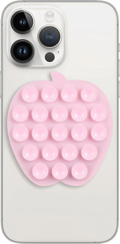 Cieo Suction Cup Phone Mount, Phone Accessories Hands-Free Strong Grip Holder for Selfies and Videos, Sticky Grip Mirror Shower Phone Holder(Apple Shaped, Light Pink)