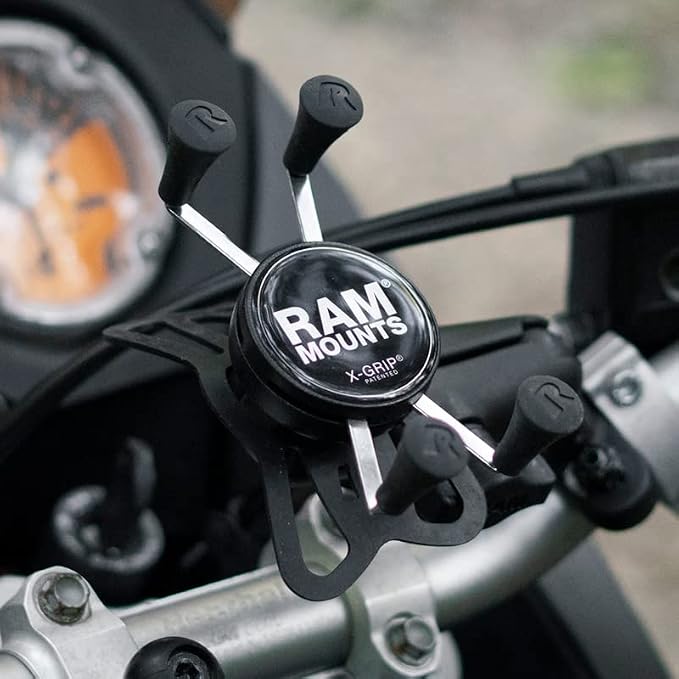 RAM MOUNTS X-Grip Small Phone Mount with Handlebar U-Bolt Base RAM-B-149Z-A-UN7U with Short Arm for Motorcycle, ATV/UTV, Bike