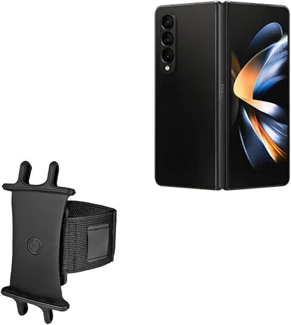 BoxWave Holster Compatible with Samsung Galaxy Z Fold 5 - ActiveStretch Sport Armband, Adjustable Armband for Workout and Running - Jet Black