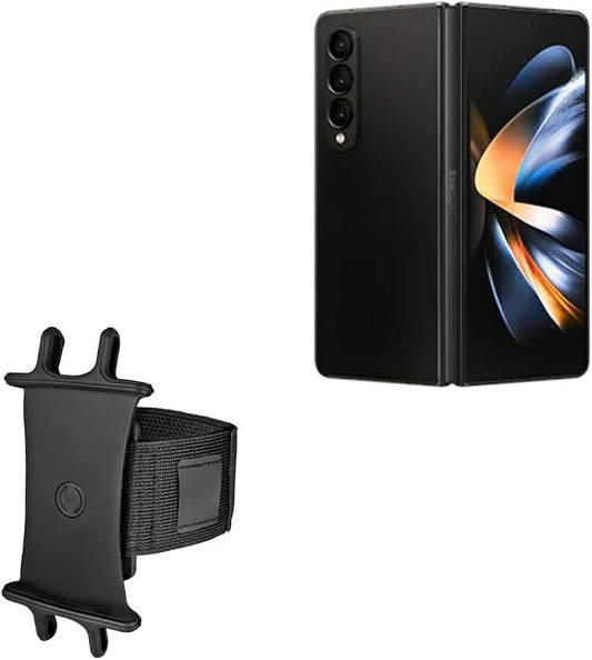 BoxWave Holster Compatible with Samsung Galaxy Z Fold 5 - ActiveStretch Sport Armband, Adjustable Armband for Workout and Running - Jet Black