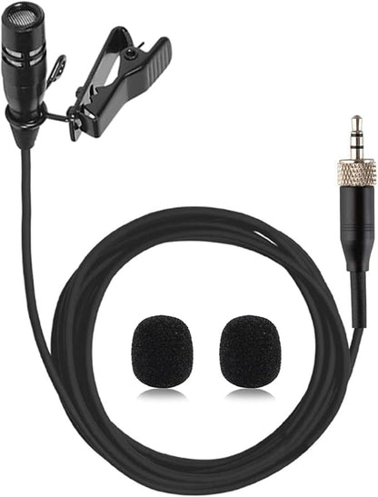 Lavalier Lapel Microphone Unidirectional Condenser Super Cardioid Mic Compatible with Sennheiser Wireless Bodypack Transmitter System with 3.5mm Female Screw Plug