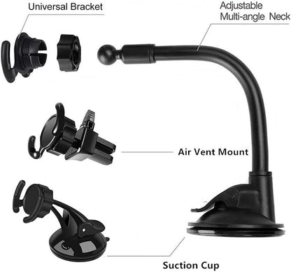 Universal Car Phone Mount[Dashboard/Windshield/Air Vent Cell Phone Holder 3in1][Strong Suction Cup][Gift 2Pcs Collapsible Grip]