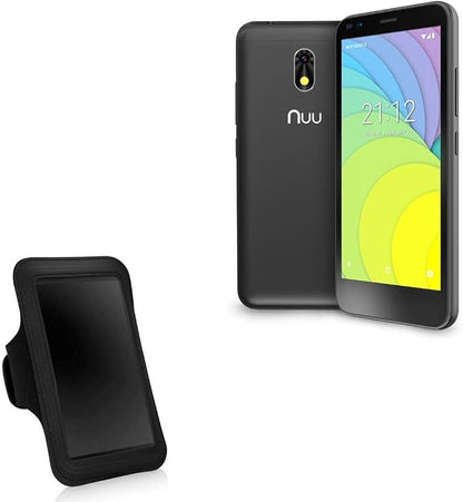BoxWave Case Compatible with NUU Mobile A6L - Sports Armband, Adjustable Armband for Workout and Running - Jet Black