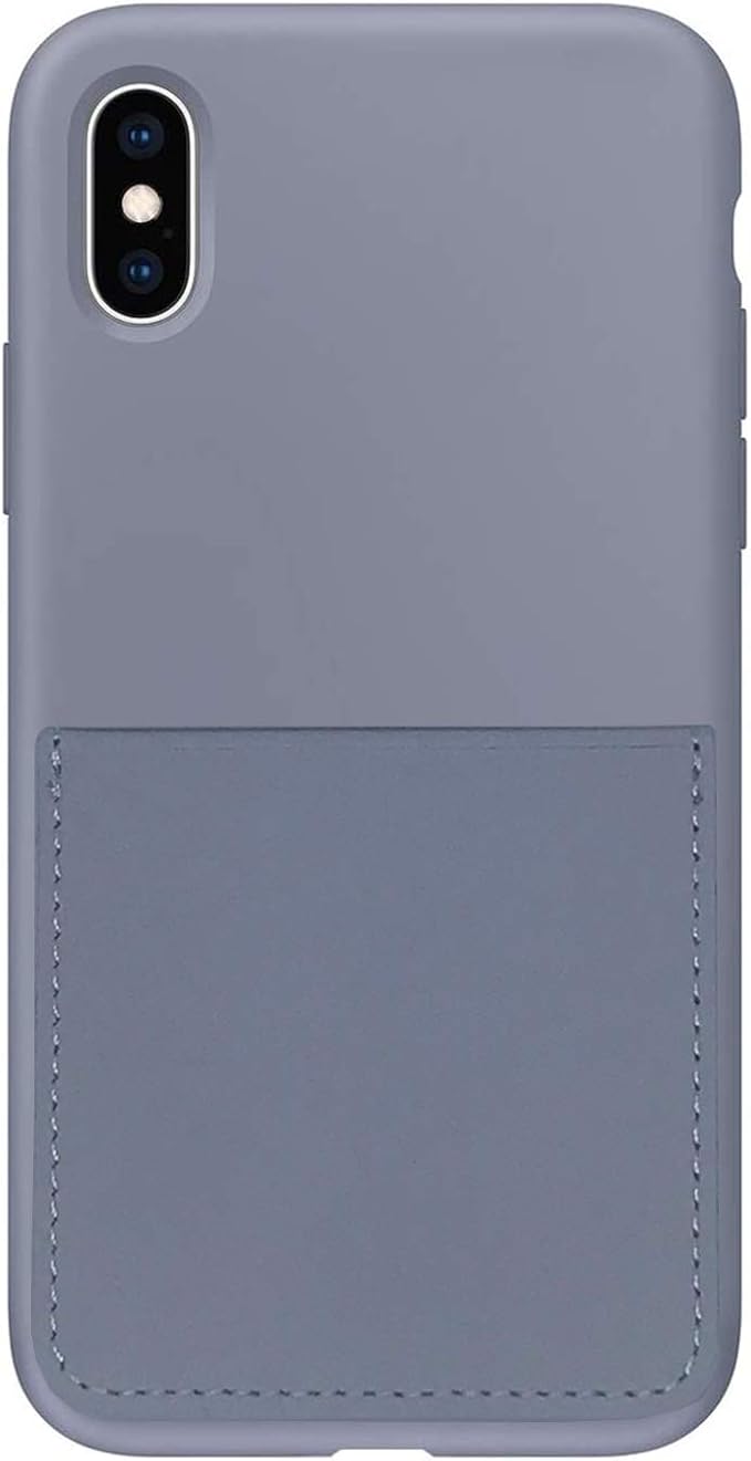 Ultra Slim Liquid Silicone Case Compatible for iPhone Xs/X 10(5.8 inch) with Card Holder Slot Ultra-Slim Thin Soft Wallet Cover Compatible for iPhone XS/X/10 with Screen Protector(Lavender Grey)