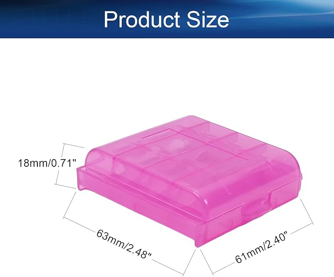 Heyiarbeit AA/AAA Battery Organizer Box PP Battery Storage Case Battery Holder Storage for Carrying Battery Rose Red 5Pcs