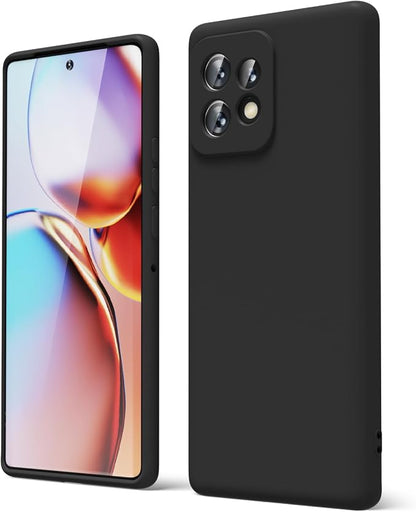oakxco for Motorola Moto Edge Plus 2023 Case Silicone, Thin Slim Grip Soft Rubber Gel Protective Phone Case for Women, Matte Plain Solid Color Aesthetic Cute Girly Case with Camera Cove, Black