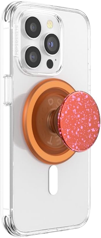 PopSockets Phone Grip for MagSafe, Magnetic Holder, Phone Stand, Orange - Clay Speckle
