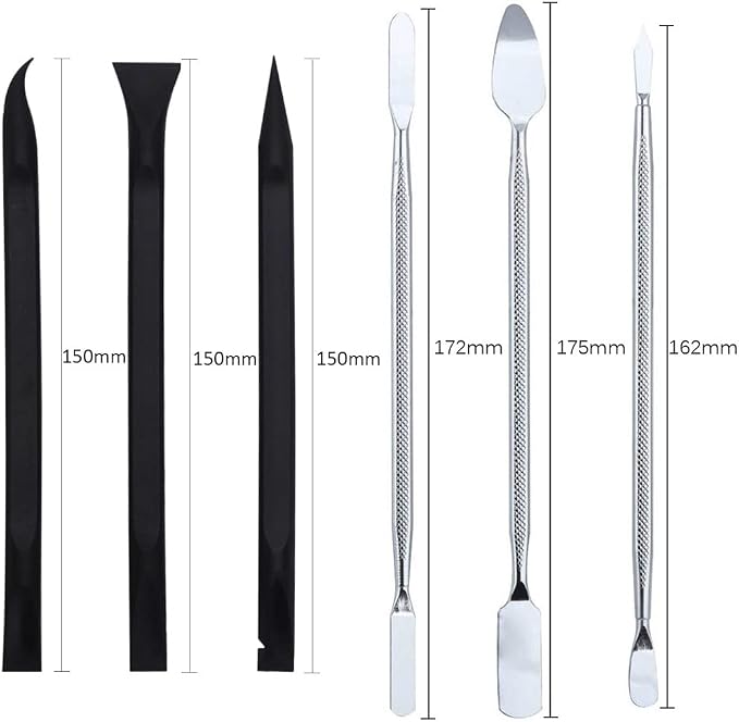 Heavy Duty Metal Spudger Anti-static Plastic Spudger Opening Prying Tools for Mobile Phone Tablet Laptop Screen Repair Kit (6 in 1 Kit)