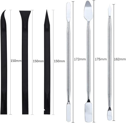 Heavy Duty Metal Spudger Anti-static Plastic Spudger Opening Prying Tools for Mobile Phone Tablet Laptop Screen Repair Kit (6 in 1 Kit)