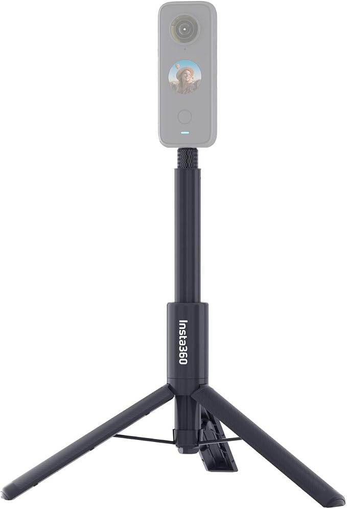 Insta360 2-in-1 Invisible Selfie Stick + Tripod, Aluminum Alloy Invisible Pole and Tripod, Compatible with Insta360 Ace, Ace Pro, Ace Pro 2, GO Ultra, GO 3S, ONE X2, X3, X4, X5 Action Cameras, Black