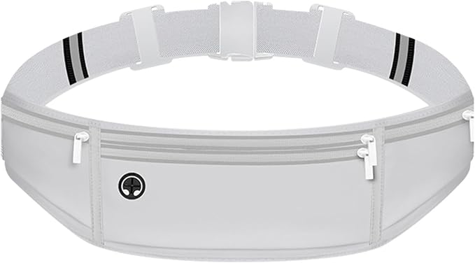 Running Belt with 500ml Water Bottle Holder Slim Waist Pack Fanny Pack Phone Holder Water Resistant Reflective Adjustable Elastic Strap Lightweight Capacity Running Waist Bag (Gray)