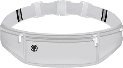 Running Belt with 500ml Water Bottle Holder Slim Waist Pack Fanny Pack Phone Holder Water Resistant Reflective Adjustable Elastic Strap Lightweight Capacity Running Waist Bag (Gray)