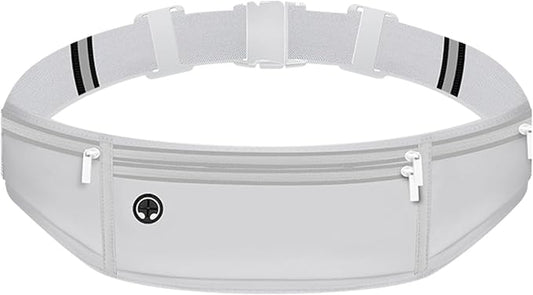 Running Belt with 500ml Water Bottle Holder Slim Waist Pack Fanny Pack Phone Holder Water Resistant Reflective Adjustable Elastic Strap Lightweight Capacity Running Waist Bag (Gray)