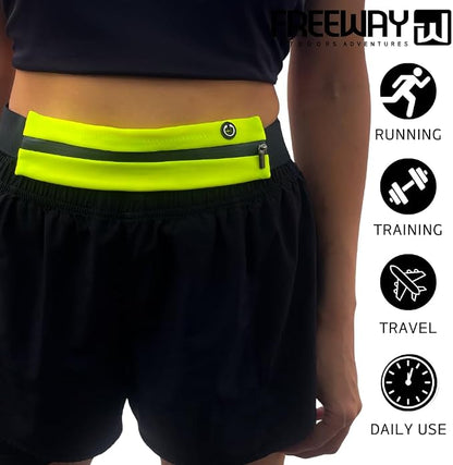 Lightweight Running Belt - Ergonomic Single or Double for Man and Woman - Perfect for running, training, sports (Single, Neon Yellow) designed for carrying Phone, Keys & Essentials