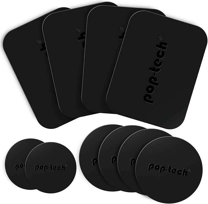Metal Plate for Phone Magnet, 10 Pack Replacement Magnet Disc Magic Mount Sheet with Adhesive Backing for Magnetic Car Holder Cradle Stand (Dashboard/Vent/CD Slot/Windshield)- Rectangle & Round Black
