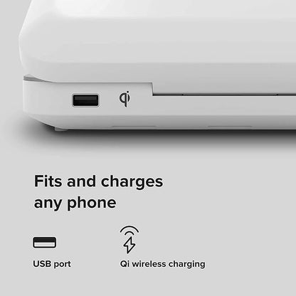 PhoneSoap Go Battery Powered UV Cell Phone Sanitizer & Universal Phone Charger Box | Patented & Clinically Proven 360-Degree UV Sanitizer Box for Smartphones | Disinfects & Charges On The Go (White)