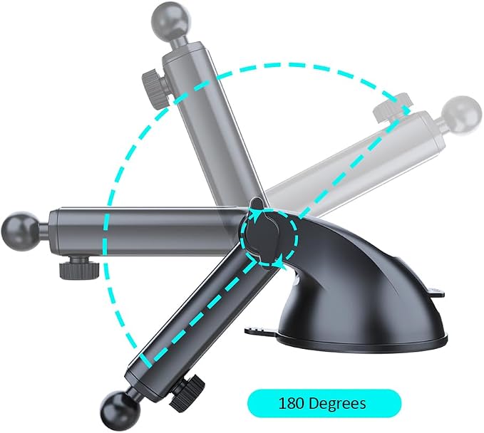 Kamon Suction Cup Replacement for Car Phone Mount –17mm Ball Joint Extendable Arm (4.5–6.5 in), Dashboard & Windshield Fix, Compatible with Magnetic & Clamp Holders (M16)