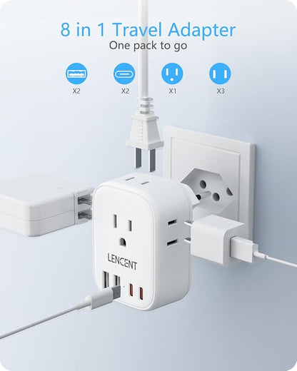 LENCENT Switzerland Travel Plug Adapter, Swiss Power Adaptor with 4 Outlets | 4 USB Ports (2 USB C), Type J Plug Converter for US to Switzerland, Liechtenstein, Rwanda, Safe Grounded
