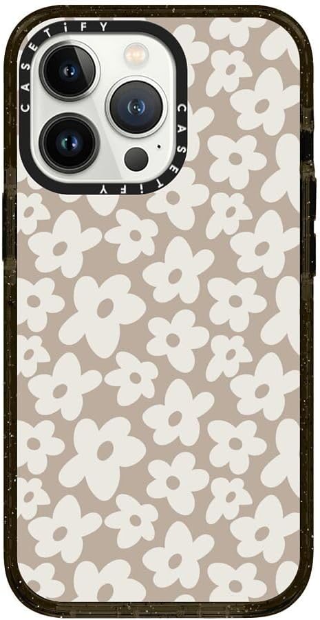 CASETiFY Impact iPhone 13 Pro Case [4X Military Grade Drop Tested / 8.2ft Drop Protection/Compatible with Magsafe] - Natural Flower - Clear Black