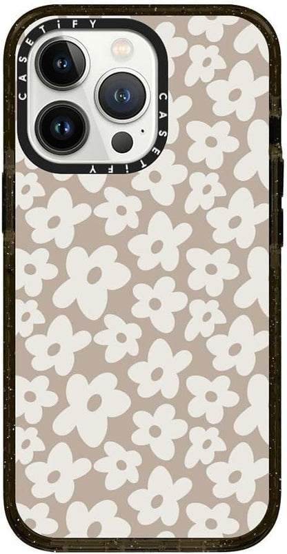 CASETiFY Impact iPhone 13 Pro Case [4X Military Grade Drop Tested / 8.2ft Drop Protection/Compatible with Magsafe] - Natural Flower - Clear Black