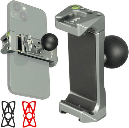 Aluminum Cell Phone Holder with 1 Inch Ball Mount Adapter Compatible with RAM mounts B Size 1" Socket Arm Bike Motorcycle Car Phone Mount, Double Protection Anti-loosening Locking knob