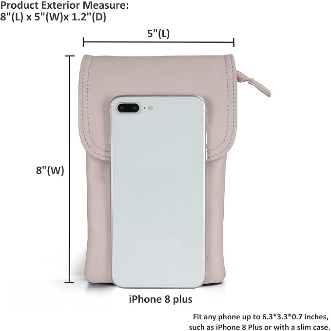 befen Genuine Leather Small Crossbody Bags for Women Cell Phone Bag Cross Body Purses,Silver Zipper