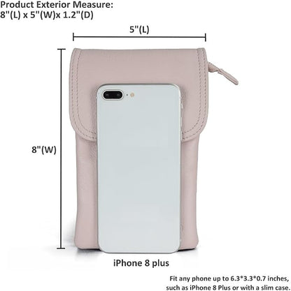 befen Genuine Leather Small Crossbody Bags for Women Cell Phone Bag Cross Body Purses,Silver Zipper