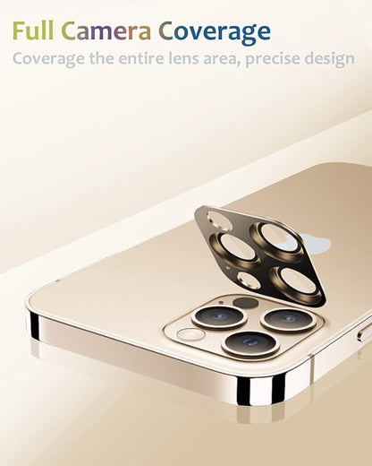 [2 Pack] Compatible for iPhone 13 Pro / 13 Pro Max Camera Lens Protector Metal Plus Tempered Glass Camera Cover Support LIDAR Scanner, Anti-Explosion for 13 Pro Max /13 Pro Gold Red