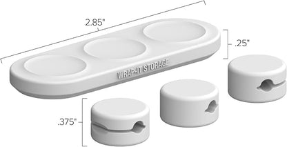 Wrap-It Storage MagnaDock Magnetic Cable Holder - 2-Pack (White) - Adhesive Cable Clips Cord Organizer Desktop Cord Holder for Nightstand Desk Cable Management