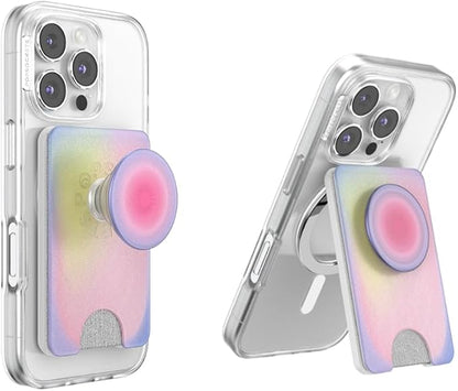 PopSockets Kick-Out Wallet for MagSafe, Adjustable Kickstand, Magnetic Stand, Rainbow - Aura