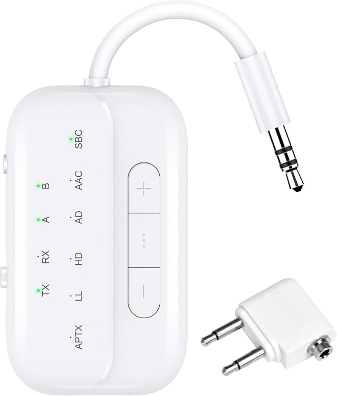 2026 Upgraded Pro Bluetooth 5.4 Transmitter Receiver,2-in-1 Airplane Wireless Adapter for Flight,TV,PC,Gym,Switch,Compatible with 2 AirPods/Headphones;Audio AUX Receiver for Car/Home Stereo