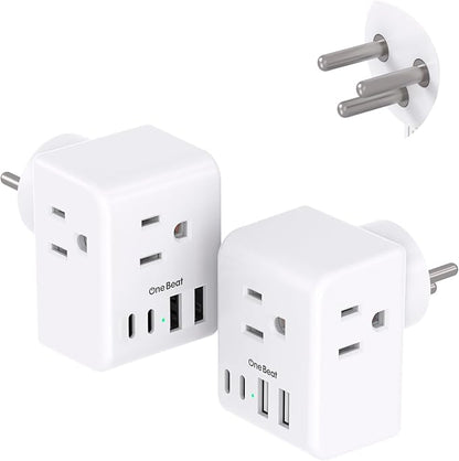 2 Pack Israel Power Adapter, One Beat 7-in-1 Israel Travel Plug Adapter | with 3 American Outlets 4 USB Ports(2 USB C), Type H Travel Adapter Plug Converter for US to Israel, Jerusalem, Palestine