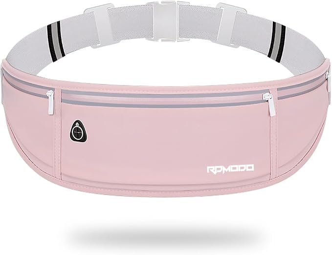Running Belt Fanny Pack for Women，Water Resistant Large Capacity Waist Pack for iPhone 16 15 14 13 Samsung，Lightweight Running Phone Holder，Slim Money Belt Running Pouch for Hiking Outdoor Pink