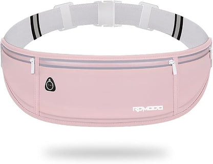 Running Belt Fanny Pack for Women，Water Resistant Large Capacity Waist Pack for iPhone 16 15 14 13 Samsung，Lightweight Running Phone Holder，Slim Money Belt Running Pouch for Hiking Outdoor Pink