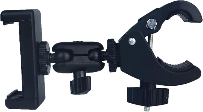 Phone Holder with Clamp for Golf Cart Universal Phone Mount Holder for Bicycle, Wheelchair, Stroller Mic Stand Phone Holder