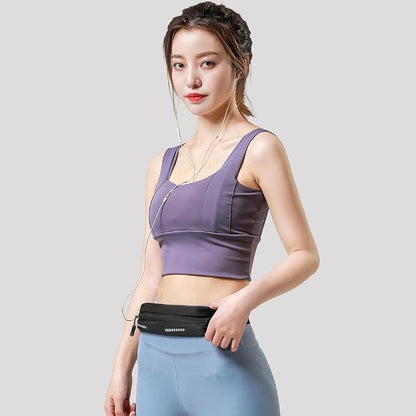 Entchin Slim Running Belt, Runners Fanny Pack for Women Men, Elastic Phone Holders, Money Belt Bag for Yoga & Gym (Black)