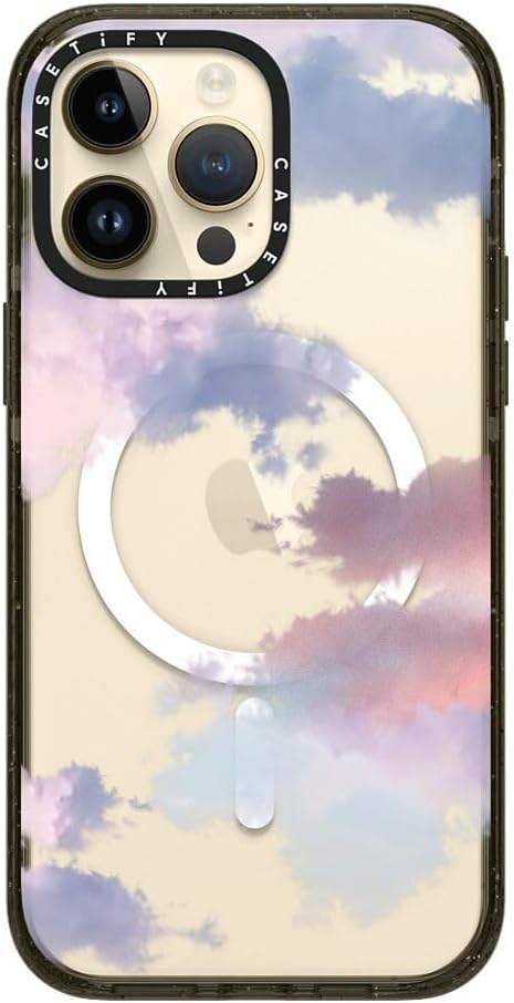 CASETiFY Impact iPhone 14 Pro Max Case [4X Military Grade Drop Tested / 8.2ft Drop Protection/Compatible with Magsafe] - Clouds - Glossy Black