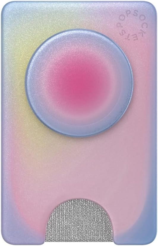 PopSockets Adhesive Phone Wallet and Card Holder with Grip, Purple - Aura