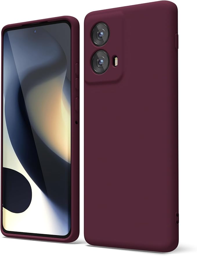 oakxco for Motorola Moto Edge 2024 Phone Case Liquid Silicone, Thin Slim Soft Rubber Gel TPU Plain Protective Simple Cover for Women Girl Cute, Matte Solid Color Aesthetic, Burgundy Wine