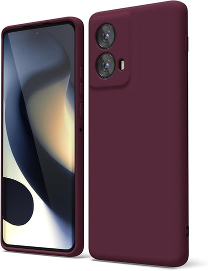 oakxco for Motorola Moto Edge 2024 Phone Case Liquid Silicone, Thin Slim Soft Rubber Gel TPU Plain Protective Simple Cover for Women Girl Cute, Matte Solid Color Aesthetic, Burgundy Wine