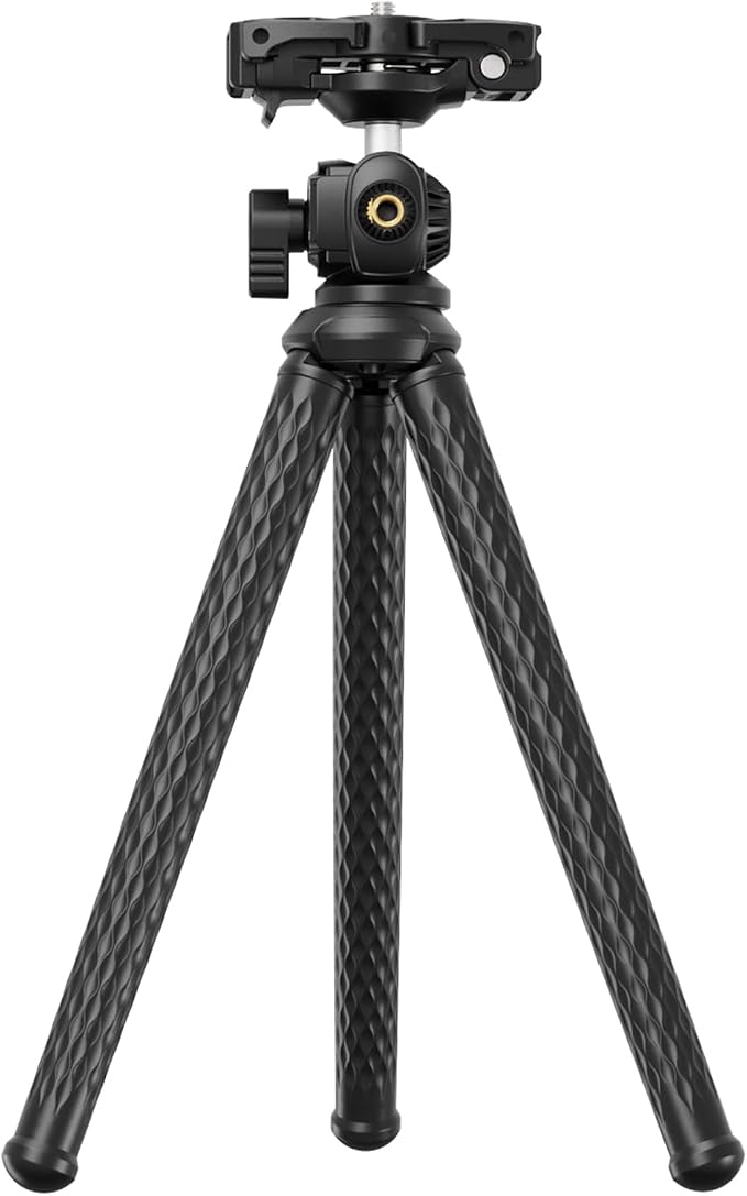 NEEWER Camera Tripod with Remote, Mini Flexible Vlog Phone Tripod Stand with Action Camera Mount Adapter, Hidden Phone Holder & Cold Shoe Compatible with iPhone Hero13 12 11 10 9, Max Load 4.4lb, TP34